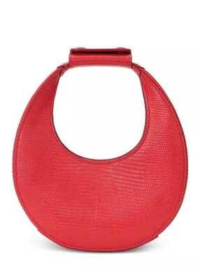 NWOT STAUD GOODNIGHT MOON BAG - RED ROSE LIZARD EMBOSSED LEATHER